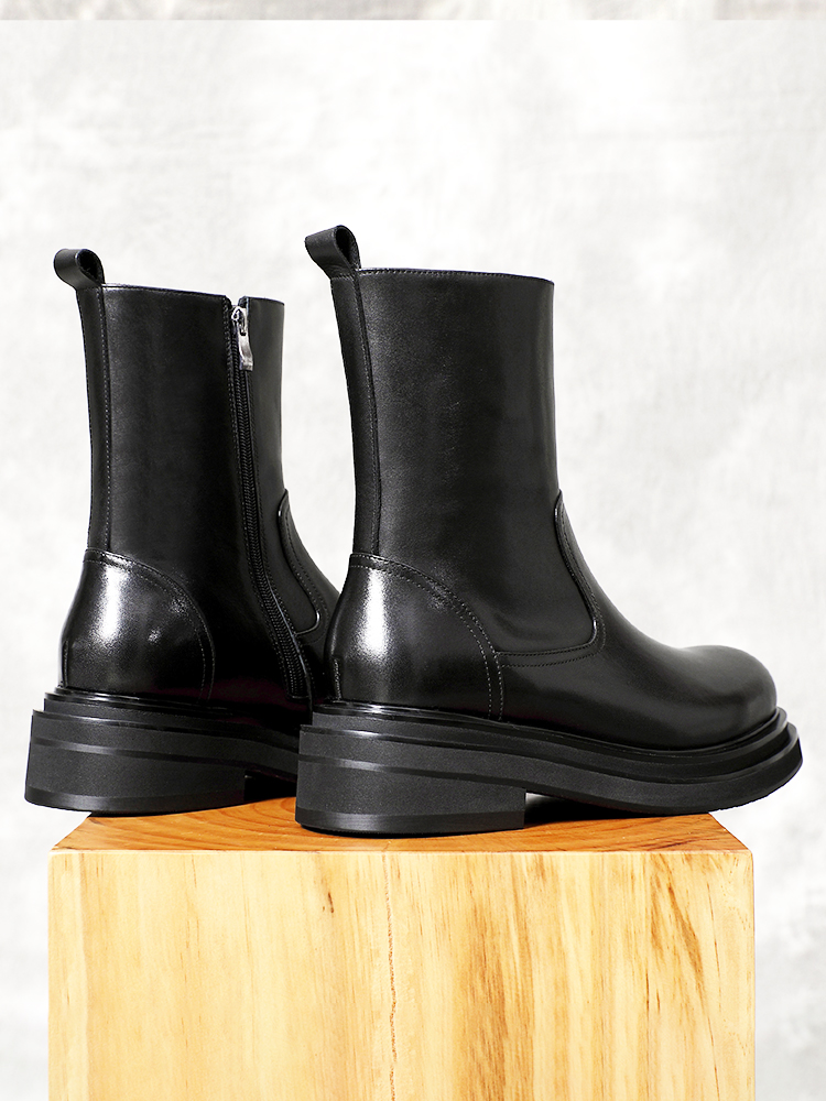 Leatherwork Designs - Design Fashion Round Toe Cowhide Casual